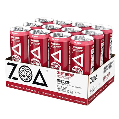 ZOA Zero Sugar Energy Drinks, Cherry Limeade - Sugar Free with Electrolytes, Healthy Vitamin C, Amino Acids, Essential B-V...