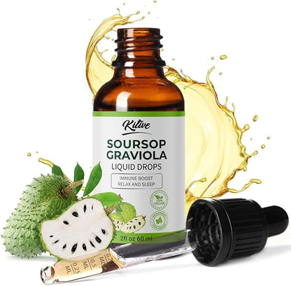 Soursop Graviola Liquid Drops, Nature & Pure Soursop Graviola Extract for Cell Support & Regeneration, Immune Boost, Relax...