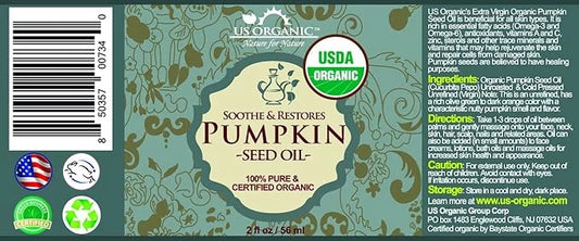 US Organic Pumpkin Seed Oil, USDA Certified Organic, Pure, Natural, Cold Pressed Virgin, Unrefined in Amber Glass Bottle w...