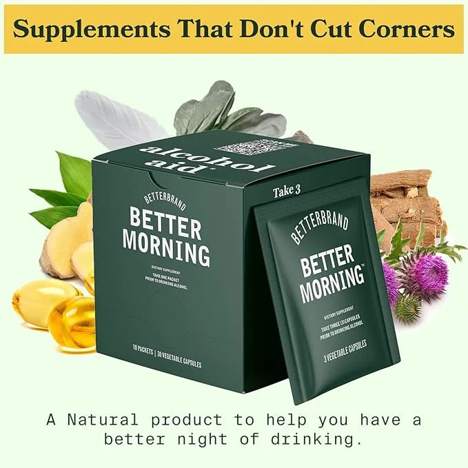 Betterbrand BetterMorning All-Natural Ingredients Including DHM | Prevents Headaches & Nausea and Supports Liver Aid | Glu...