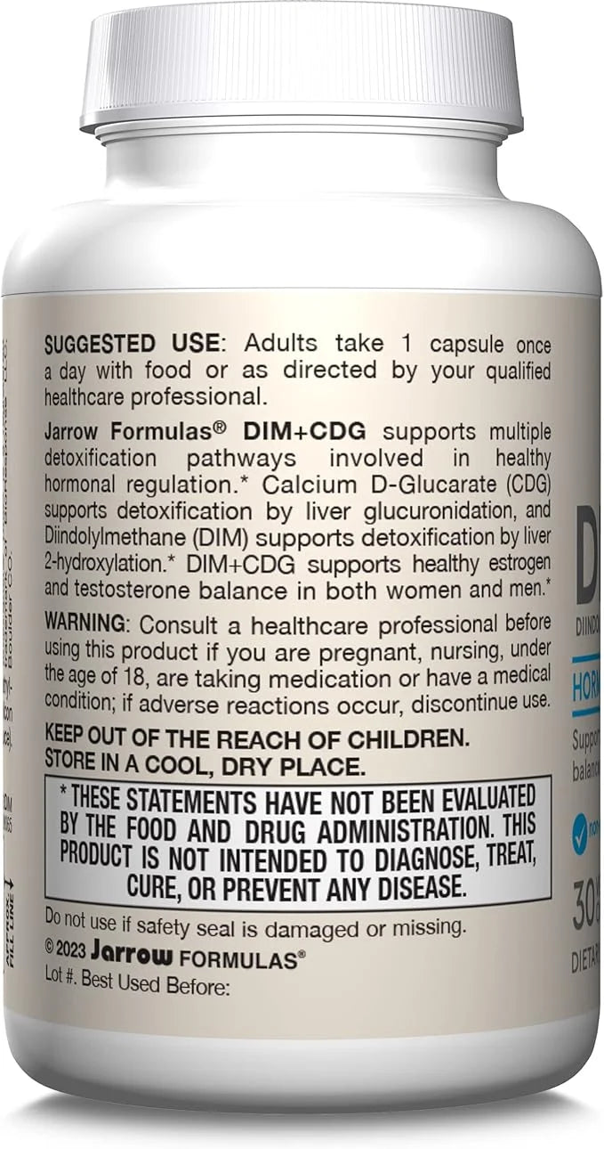 Jarrow Formulas® DIM + CDG, Dietary Supplement, Liver Detox Support for Healthy Hormone Regulation and General Wellness, 3...