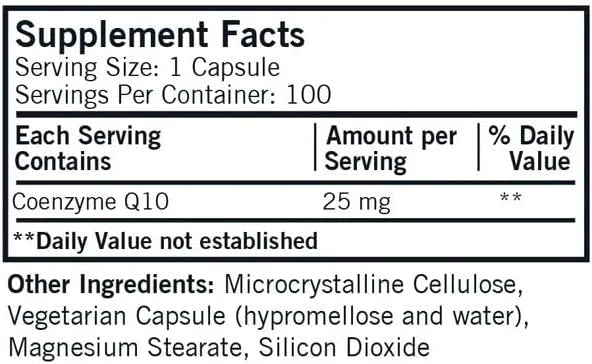 Kirkman Coenzyme Q10 25 mg 100 Vegetarian CoQ10 ||