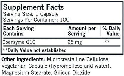 Kirkman Coenzyme Q10 25 mg 100 Vegetarian CoQ10 ||