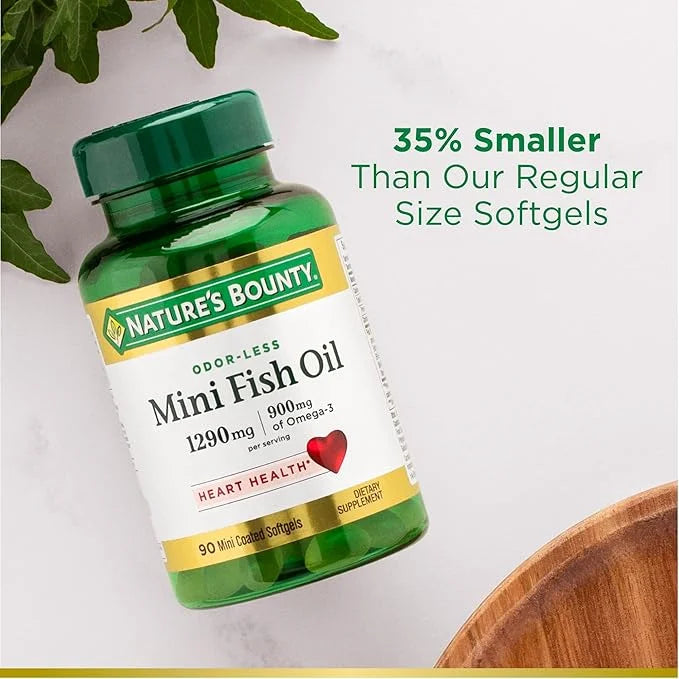Nature's Bounty Mini Fish Oil Softgels 1290 mg, Omega-3, Supports 90 Mini