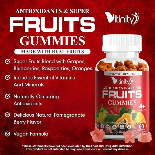 Made with Real Super Fruits Delicious Kids(60 Chews),9 Chews),9 Superfruits,Fruit Pills-30 Day