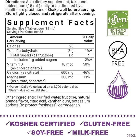 Bluebonnet Nutrition Liquid Calcium Citrate Magnesium Citrate, Vitamin D3, Bone Health, Gluten Free, Soy free, milk free, ...