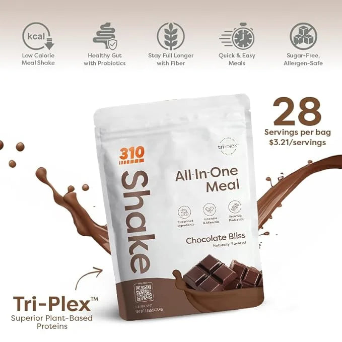 310 Nutrition All-In-One Meal Replacement Shake - Fiber-Rich Vegan Superfood Blend with Natural Sweeteners - Low Carb, Ket...