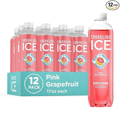 Sparkling Ice, Pink Grapefruit Sparkling Water, Zero Sugar Flavored Water, with Antioxidants and Vitamins, Zero Sugar, 17 ...
