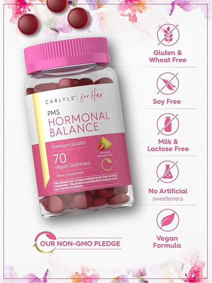 Carlyle Hormonal Balance for Women & PMS Supplement | 70 Gummies | Vitamin Complex | with Iron | Vegan, Non-GMO, Gluten Fr...