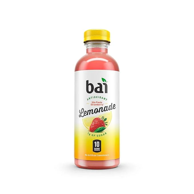 Bai Flavored Water, São Paulo Strawberry Lemonade, Antioxidant Infused Drinks, 18 Fluid Ounce Bottles, 6 Count - Product I...