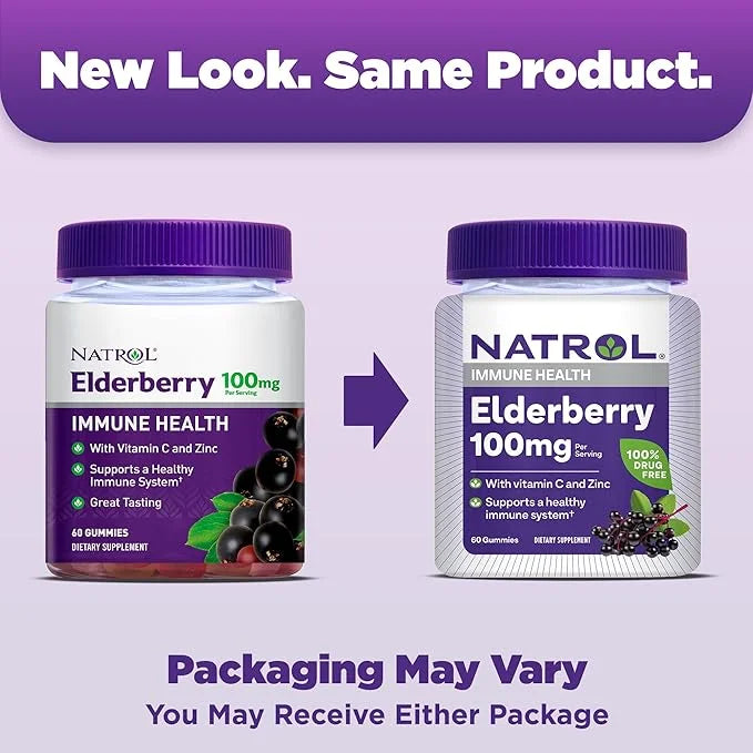 Natrol Elderberry 100mg Gummies for Immune 60 Berry-Flavored 30 Day