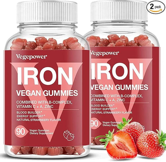 Iron Gummies Supplements for Women & Kids (180 Count,