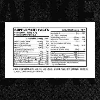 Jacked Factory Vita XT Performance Vitamin Powder KSM-66 Ashwagandha, B6, B12, B12, & 30Sv
