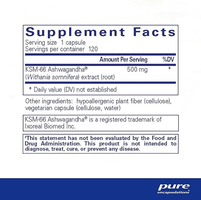 Pure Encapsulations Ashwagandha 500 mg 120 Capsules
