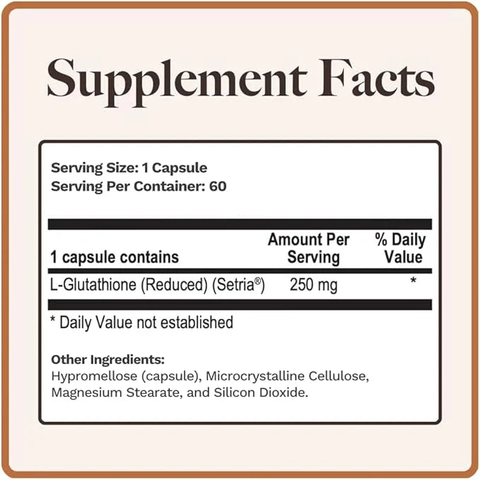 L-Glutathione | Immune Health & Antioxidant 250mg Reduced 60 Capsules
