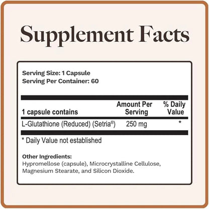 L-Glutathione | Immune Health & Antioxidant 250mg Reduced 60 Capsules