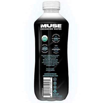 MyMuse Organic Enhanced Flavored Water, Ice Berry Lemon, 16.9 Fl Oz Bottle (12 pack), 1G of Sugar, Immune Support with Zin...