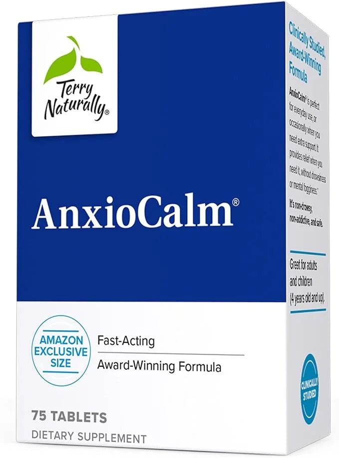 Terry Naturally AnxioCalm - 75 Tablets - Fast-Acting, Non-Drowsy, Non-Addictive Formula - Safe for Adults & Children 4+ Ye...