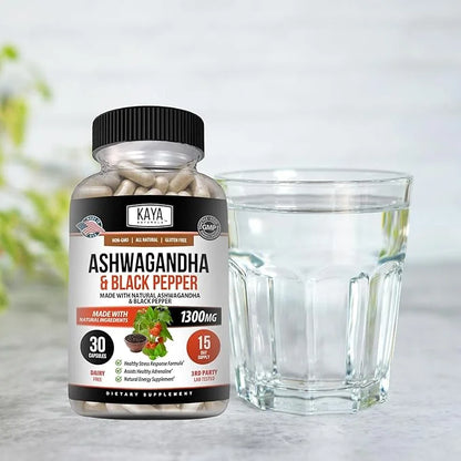 Kaya Naturals Organic Ashwagandha Root 1300mg Adaptogen