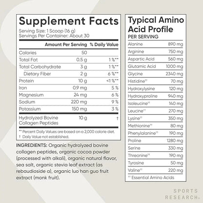Sports Research® Organic Collagen Powder 30 Servings