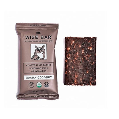 Wise Bar Adaptogen Mushroom Nutrition Bars with Reishi, Lions Mane & Ashwagandha, Organic Vegan & Gluten Free Snacks for N...