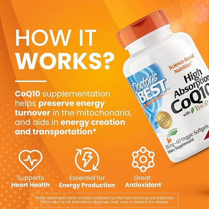 Doctor's BEST High Absorption CoQ10 200 mg, 60 Veggie