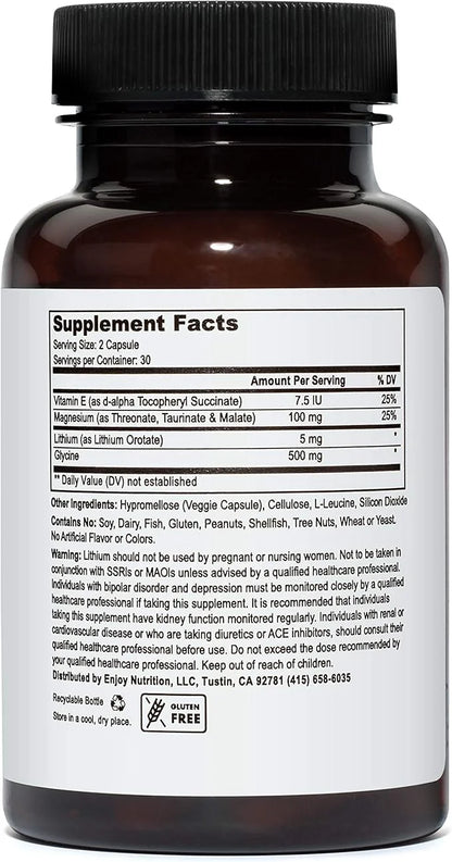Lithium Orotate 5mg + Tri-Magnesium Threonate, 60 Vegetarian