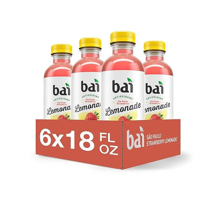 Bai Flavored Water, São Paulo Strawberry Lemonade, Antioxidant Infused Drinks, 18 Fluid Ounce Bottles, 6 Count - Product I...