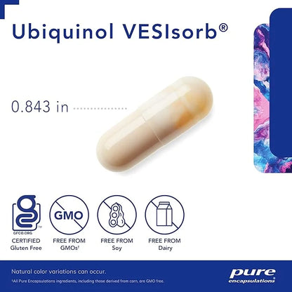 Pure Encapsulations Ubiquinol VESIsorb | Hypoallergenic Supplement | Enhanced Absorption of Active Antioxidant Form of CoQ...