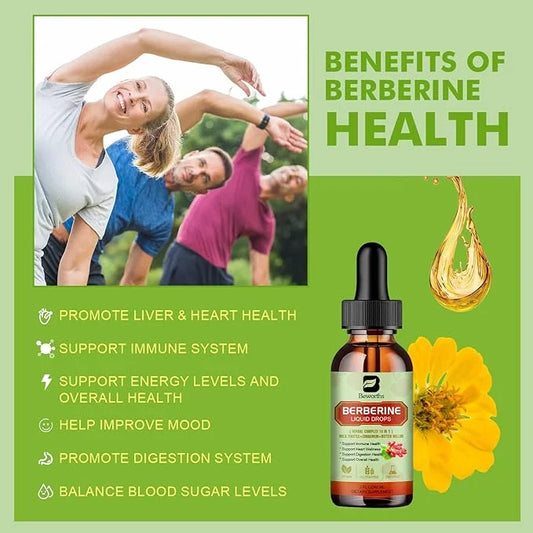 Berberine HCL Supplement with Ceylon Cinnamon - Berberine Liquid Drops with Turmeric, Ceylon Cinnamon, Bitter Melon, Milk ...
