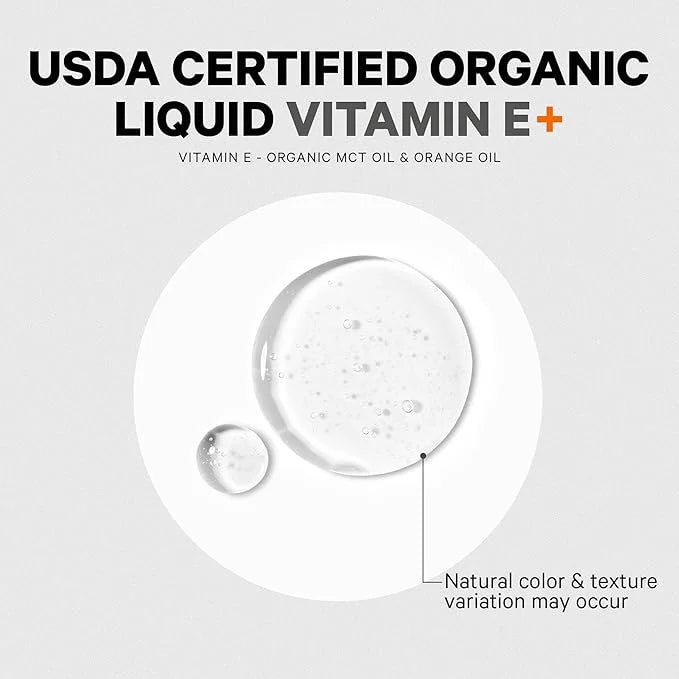 Codeage Liquid Vitamin E+ - USDA-Certified Organic Vitamin E - 2-Month Supply - D-Alpha Tocopherol Acetate, Organic MCT Oi...