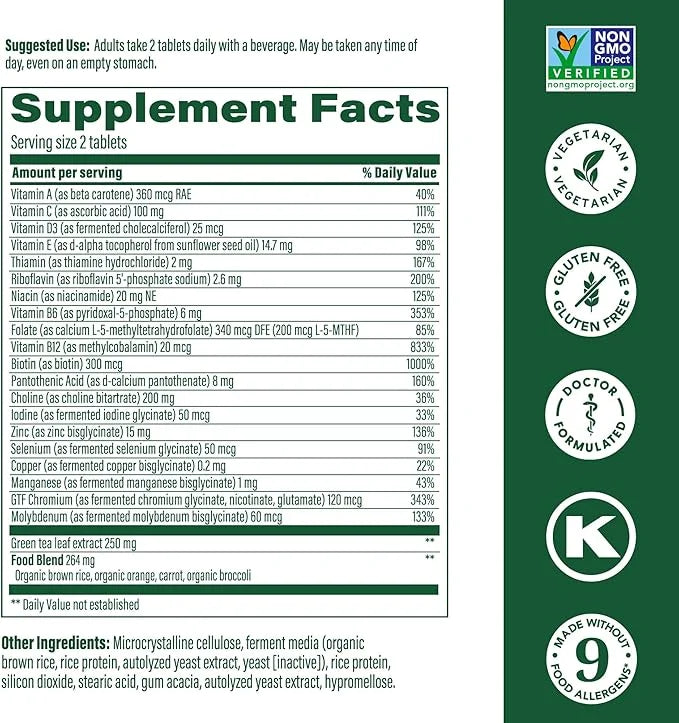 MegaFood Women's 55+ Advanced Multivitamin for Women D3, Vitamin B12, Biotin 120 Tabs (60 Servings)