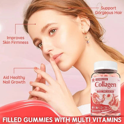 2Pack Sugar-Free Hydrolyzed Collagen Peptide Filled 1500mg Protein 5000mcg Biotin D3 B6 B6 B12 B12 for