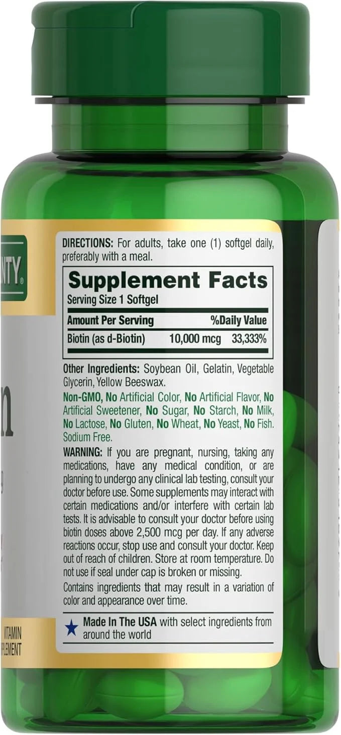 Nature's Bounty Biotin, Supports Healthy Hair, 10,000 mcg, 120 Ct