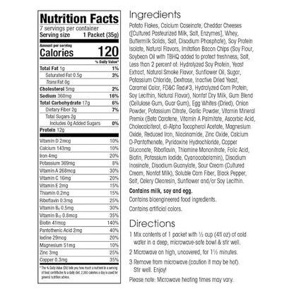 WonderSlim Instant Mashed Potatoes, Bacon & White Cheddar, 12g Protein, Low Fat, Gluten Free (7ct) - Product Image