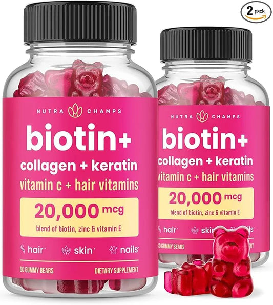Hair Skin & Nails Gummies 5000mcg Biotin 120 Count (2 Pack)