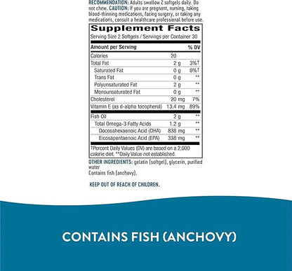 Nature's Way Mega-DHA Premium Fish Oil, Omega-3, 60 60 Softgels