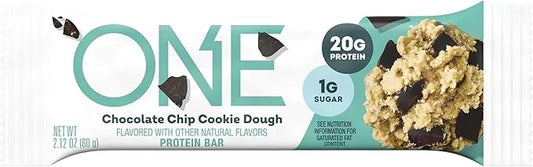ONE Protein Bars, Chocolate Chip Cookie Dough, Gluten Free with 20g Protein and 1g Sugar, Pantry Staples, 2.12 oz (12 Coun...