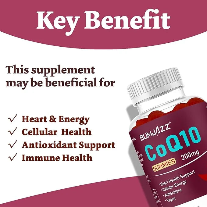 High Absorption - CoQ10 Gummies 200mg Q10 - CoQ10 Gummies 60 Count