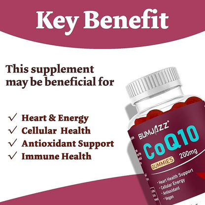 High Absorption - CoQ10 Gummies 200mg Q10 - CoQ10 Gummies 60 Count
