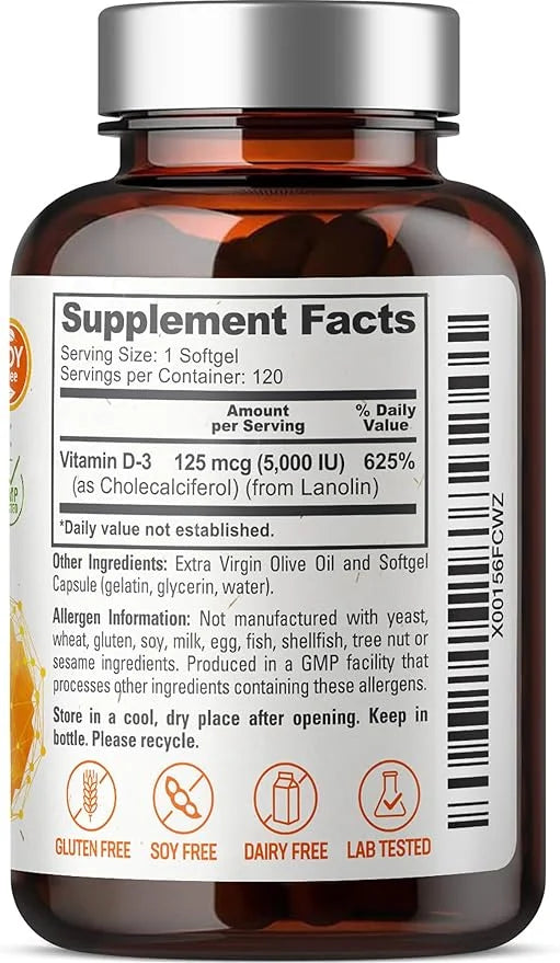 biophix Vitamin D-3 5000 IU 120 Softgels K2 …