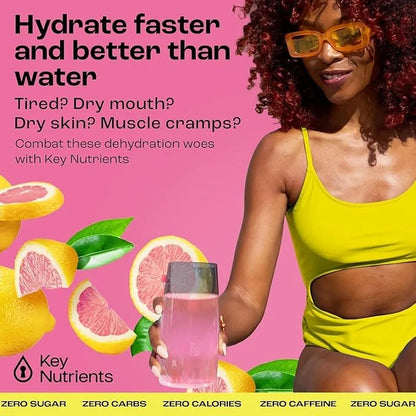 KEY NUTRIENTS Multivitamin Electrolytes Powder No Sugar - Fresh Pink Lemonade Electrolyte Powder - Endurance & Energy Supp...