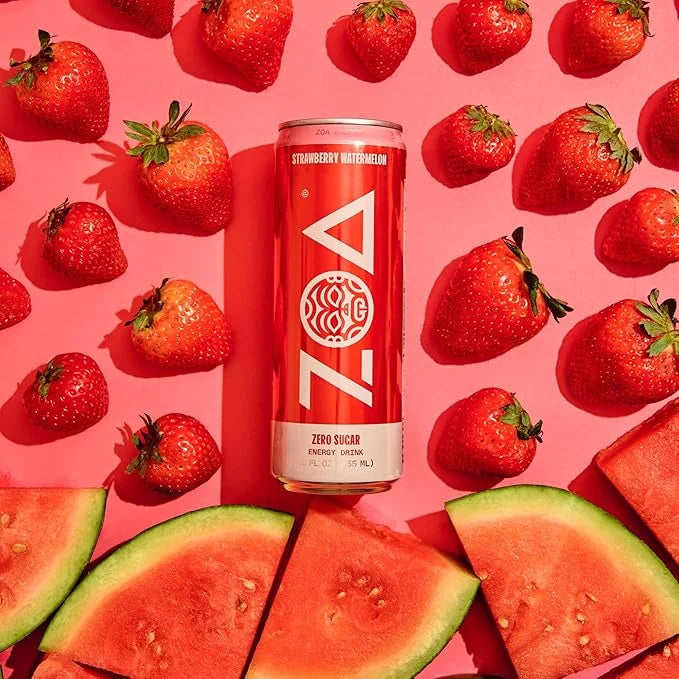 ZOA Zero Sugar Energy Drinks, Strawberry Watermelon - Sugar Free with Electrolytes, Healthy Vitamin C, Amino Acids, Essent...