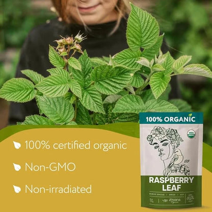 Organic Red Raspberry Leaf Tea – Wild Raspberry Tea for for Pregnancy, Healthy Cycle, Menstrual Cramps – 6oz - Product Image