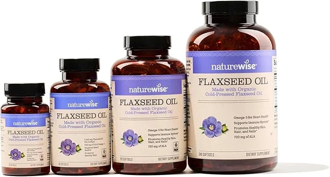 NatureWise Flaxseed Oil 1200mg Softgels 720mg ALA, 3 6 6 9, 9, Supplement 120 Softgels[2-Month Softgels[2-Month Supply]