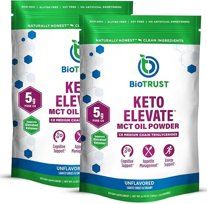 BioTrust Keto Elevate – Pure C8 MCT Oil Powder – Ketogenic Diet Supplement & Paleo Coffee Creamer for Clean Energy, Mental...