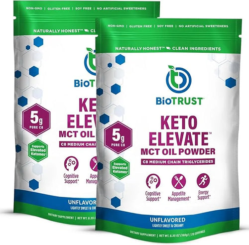 BioTrust Keto Elevate – Pure C8 MCT Oil Powder – Ketogenic Diet Supplement & Paleo Coffee Creamer for Clean Energy, Mental...