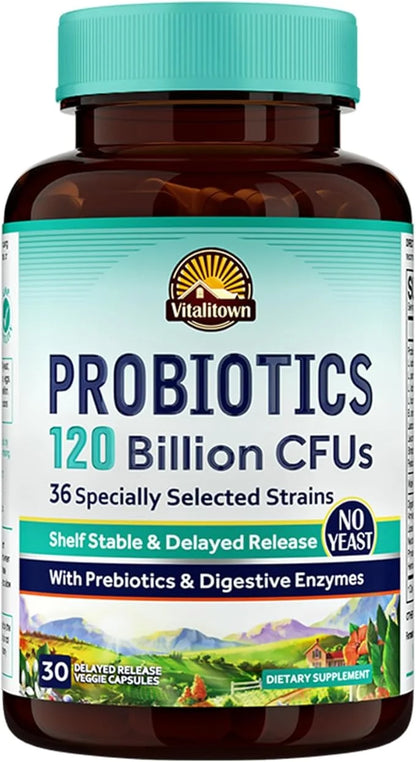 VITALITOWN Probiotics 120 Billion CFUs 36 Strains, 30 Delayed