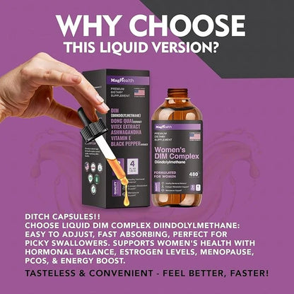 DIM Supplement | with Ashwagandha, Dong Quai, Vitex Extracts, 200mg Diindolylmethane - Hormone Balance, Menopause Suppleme...