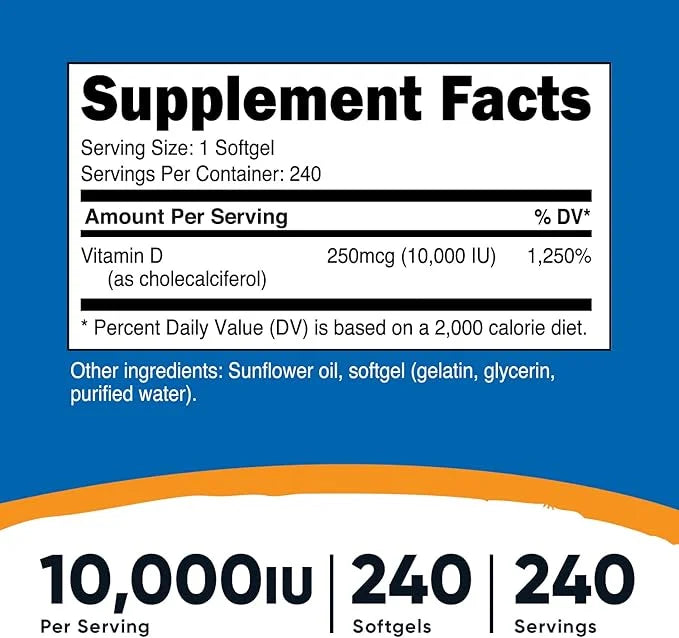 Nutricost Vitamin D3 10,000 IU, 240 (2 Bottles)